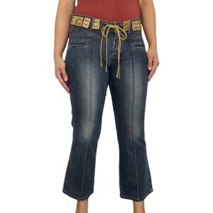 Y2k Vintage Apollo Distressed Flared Jeans with Belt 29"